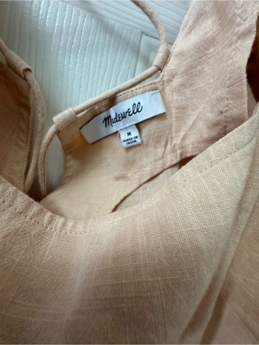 Madewell Peach Blouse with Orange Floral Embroidery